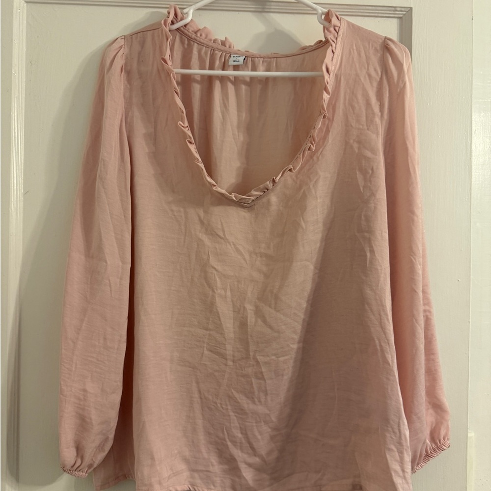 Old Navy Light Pink Ruffle Blouse